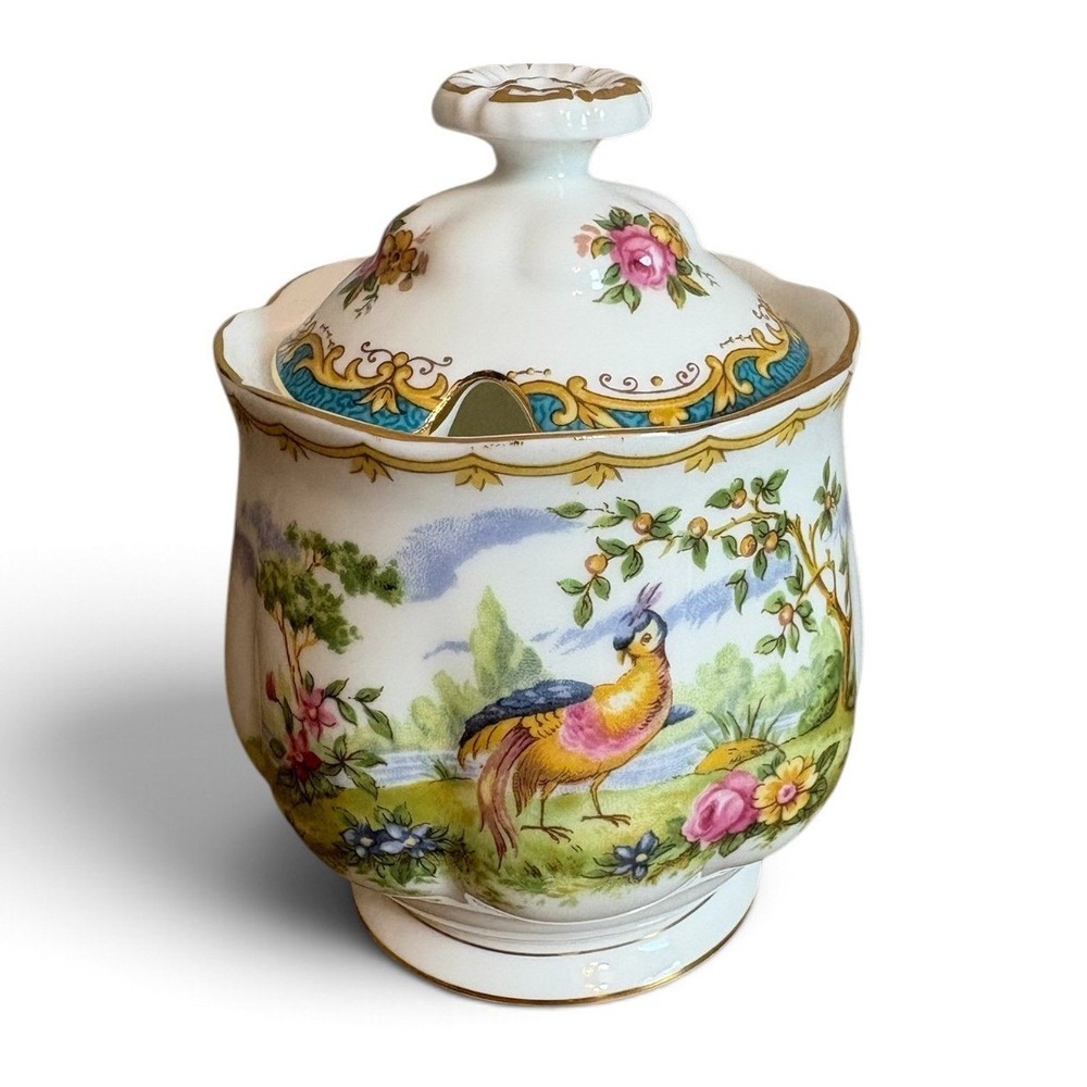 Royal Albert Chelsea Bird Lidded Jam Mustard Sugar Pot Bone China England 839184